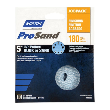 Norton Abrasives 5 in Dia, 8 Hole, Ceramic Alumina, 180 Grit, Coated Type 07660768359